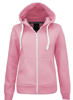 Buy Ladies Women's Zip Up Plain Hoodie Jacket With Pockets Sizes S M L XL • 6.99£