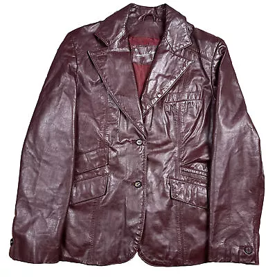 Buy Vintage Etienne Aigner Burgundy Leather Blazer Jacket Womens Sz 12 Taiwan • 43.38£