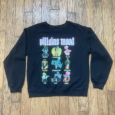 Buy Disney Villains Sweatshirt Teens Large Pullover Mood Long Sleeves Crewneck Black • 19.29£