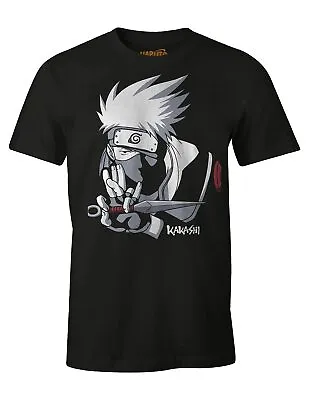 Buy Naruto Men's T-Shirt Kakashi Hatake Cotton Black L Black • 19.06£