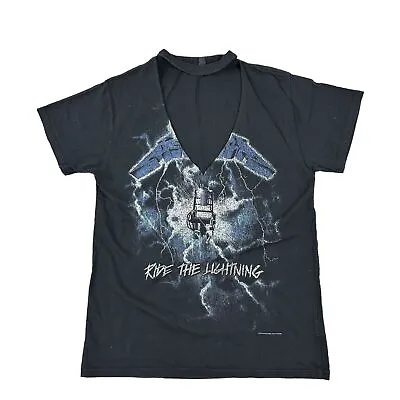 Buy Graphic Print T-Shirt Ride The Lightning Black Womens Small • 14.99£
