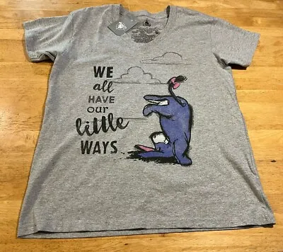 Buy Disney Store Women's Sz S T-Shirt Eeyore “We All Have Our Little Ways” New Gray • 14.47£