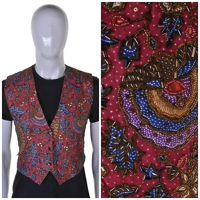 Buy Vintage Christmas Sequin Waistcoat M Cute Holly Kitsch Novelty Jumper Sweater • 29.99£