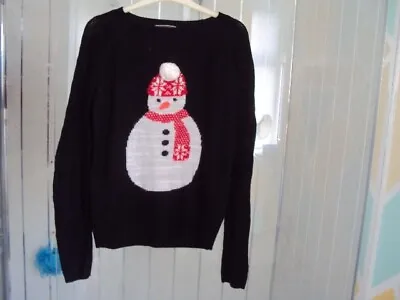 Buy New Look Snowman Christmas Jumper Black Size 12 Good Clean Condition • 2£