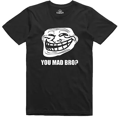 Buy Troll Face Meme You Mad Bro? Gamer Web Geek Funny Mens Loose Fit Cotton T-Shirt  • 11.99£