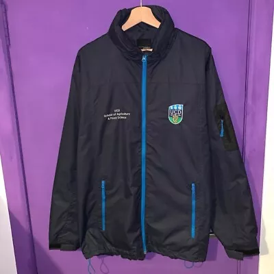 Buy University College Dublin UCD Waterproof Rain Jacket Windbreaker Navy Blue Large • 0.99£