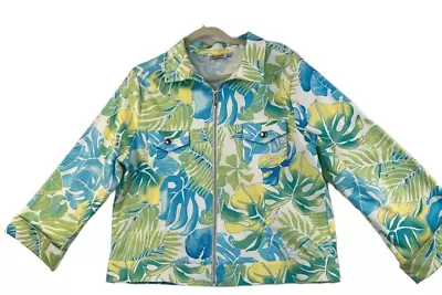 Buy Sea Suns Womens Tropical Palm Leaf  Colorful Spring Lightweight Jacket  Size: M • 24.09£