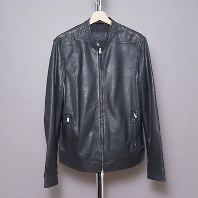 Buy ALL SAINTS Leather Bomber Jacket MEDIUM Mens Black Biker Celebrity Rock Colt M • 189.99£
