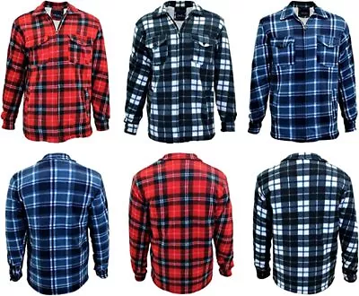 Buy Men’s Padded Work Shirts Quilted Thick Fleece Lumberjack Fur Check Shirt  Coat • 14.99£