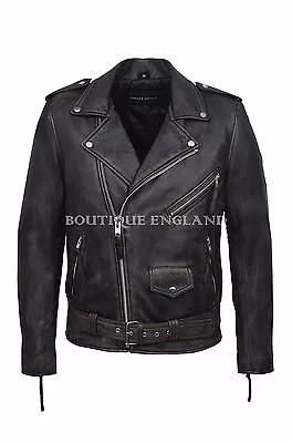 Buy BRANDO SLIM FIT Men's Black Bronze Designer Real Lambskin Leather Biker Jacket • 119.74£