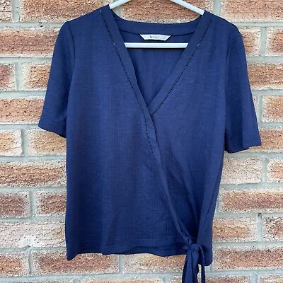 Buy Womens 8 Blue T-shirt Tunic Wrap Short Sleeve Bow New Without Tags Ladies  • 7.99£