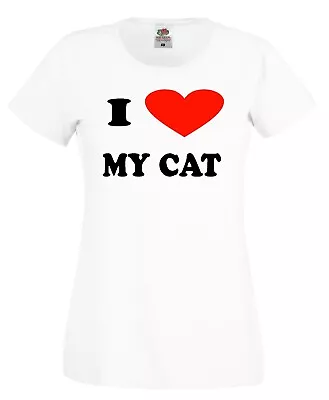 Buy Personalised I Love My Cat Heart T-Shirt Womens Mens Ladies Top Novelty Gift • 10.99£