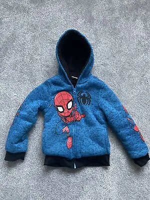Buy Spiderman Boys Blue Sherpa Fleece Kids Marvel Comic Hoodie Size 6 / 5-6 Years • 12.99£