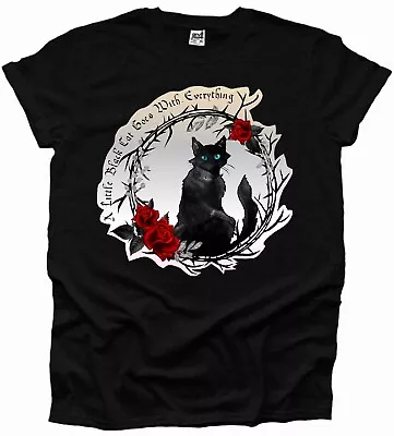 Buy Black Cat Basic Witch Gothic Moon Celestial Spell Skull Printed Woman Tshirt UK • 9.99£