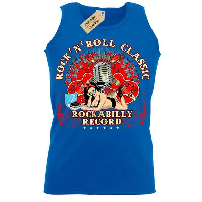Buy Rock N Roll Classic T-Shirt Rockabilly Record Vest Mens  • 12.95£