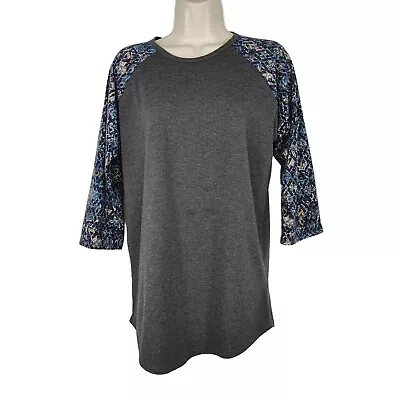 Buy Lularoe Raglan Grey Blue TShirt Shirt Women Size M 3/4 Sleeve Crewneck Casual • 11.34£