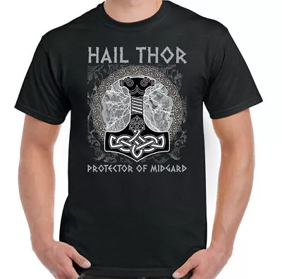 Buy Thor T-Shirt Protector Of Midgard Mens Funny Viking Sons Odin Hammer Hail • 10.99£