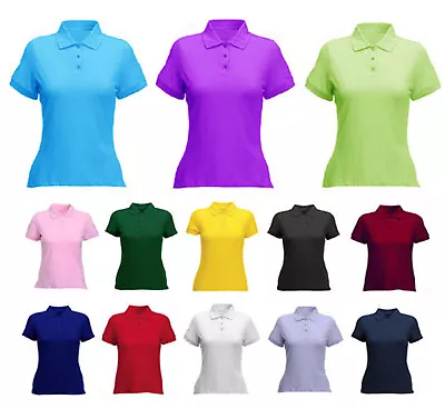 Buy Ladies & Girls Pique Polo T Shirt Size 8 To 22 - LEISURE SPORT WORK CASUAL • 8.99£