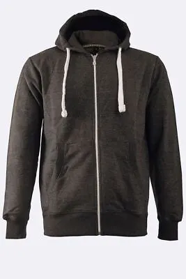 Buy Mens Full Zip Up Plain Hooded Sweatshirt Fleece Zipper Warm Soft Lined Hoodie • 13.99£