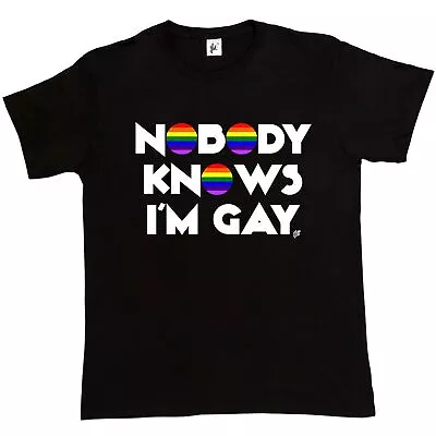 Buy Nobody Knows I'm Gay - Pride Rainbow Mens T-Shirt • 7.99£