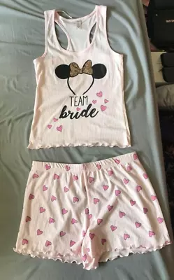 Buy UK 10-12 Pyjamas Team Bride Disney Pjs Nightwear Primark Minnie Mouse Vest Short • 6£