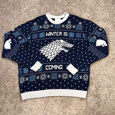 Buy Game Of Thrones Sweater Adult Large Blue Winter Is Coming Knit Christmas HBO • 23.53£