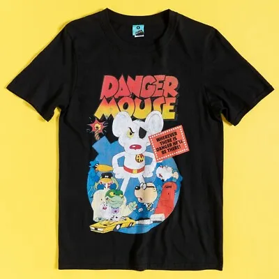 Buy Official Danger Mouse Retro Video Cover Black T-Shirt : S,M,L,XL,XXL,3XL,4XL • 19.99£