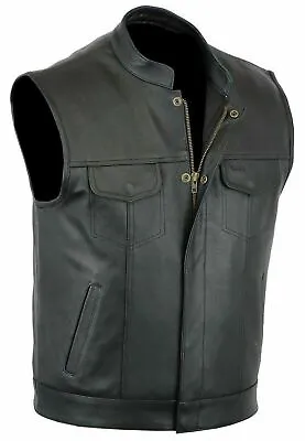 Buy Real Leather Sons Of Anarchy Motorbike Waistcoat Black /Brown Vest Leather Cut • 45£