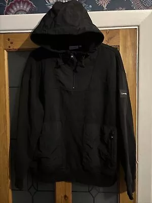 Buy Calvin Klein Black Hoody Hooded Jacket 1/2 Zip Men’s Large Windbreaker • 25£