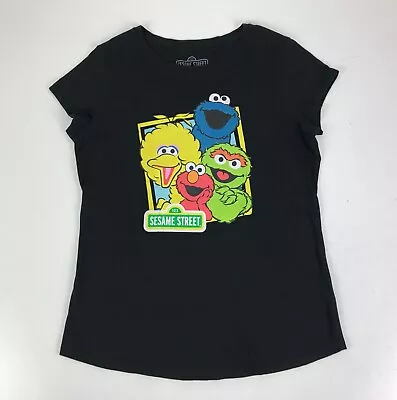 Buy Sesame Street T-Shirt Black Size 12 Short Sleeve Big Bird Grover Elmo Cookie Mon • 9.37£