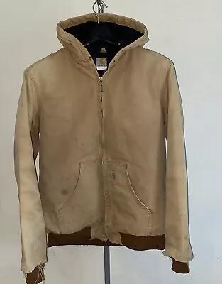 Buy Carhartt Hooded  Duck Chore Jacket - Loose Fit - Tan - Size L- See Measurements • 79£
