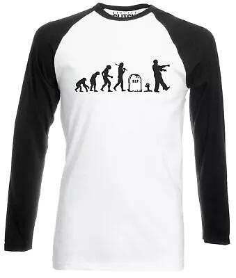 Buy Evolution Of Zombies Mens Baseball Shirt - Long Sleeve Zombie Scary Horror Funny • 15.99£