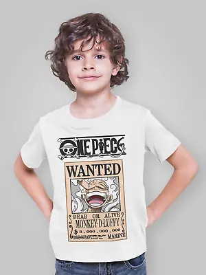 Buy Kids One Piece Anime T Shirt Monkey D Luffy Manga T Shirt Gift Luffy Wanted • 12.99£