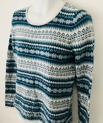 Buy H&M Logg Vintage Medium Blue Fair Isle Christmas Jumper Sweater Alpaca Wool • 12.99£