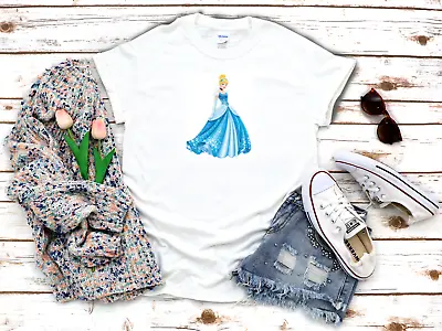 Buy Cinderella Disney Princess White Women's 3/4 Short Sleeve T-Shirt R105 • 9.92£