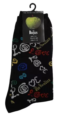 Buy The Beatles Love Black Socks One Size UK 7-11 OFFICIAL • 6.79£