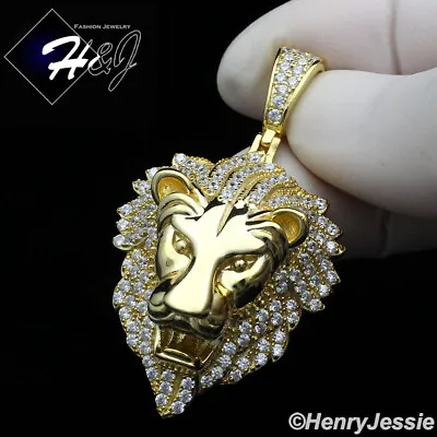 Buy 925 Sterling Silver Icy Cubic Zirconia Gold Plated Lion King Head Pendant*gp264 • 67.50£