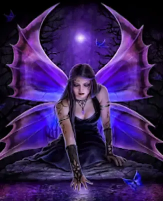 Buy Women's Gorgeous T-Shirt Dark Gothic Fairy With Magic Pool Of Destiny Black/blue • 17.99£