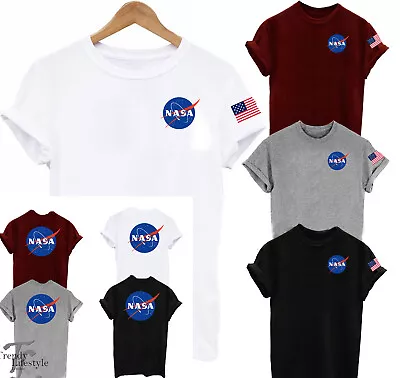 Buy Nasa Space Pocket Size Logo Astronaut Print 2sided  American Flag Unisex T-shirt • 8.99£