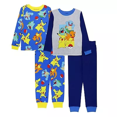 Buy 4 Piece Pokemon Pajamas T Shirt Pants 2 Sets Pikachu Boys 4 Cotton Charmander • 22.76£