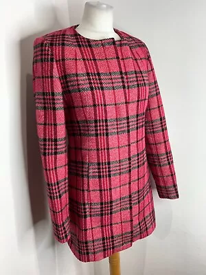 Buy NEXT Collarless Tweed Dress Coat 8 VGC Zip Front Woven Structured Classic Event • 22.45£