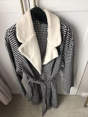 Buy Shein Black Dogtooth With Fur Collar Jacket Size XL Brand New • 15£
