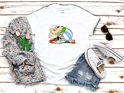 Buy Asterix And Obelix Best Friends 3/4 Short Sleeve Woman T Shirt F019 • 9.92£