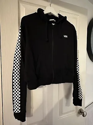 Buy Vans Off The Wall Chequered Arms Black Hoody With Zipper & Two Pockets Size Smal • 17£