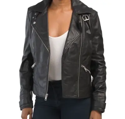 Buy Andrew Marc New York Moto Jacket SALLA Black Genuine Leather XS;NWT$425 • 144.10£
