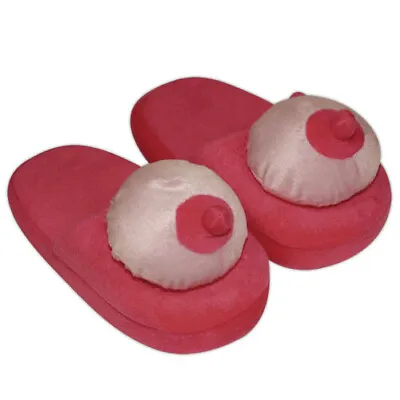 Buy Sexy BOOBS Slippers PINK Breasts Plush Fun Joke Birthday Men Gift Novelty • 22.99£