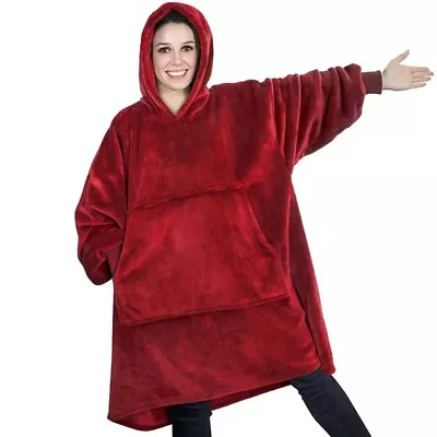 Buy Fleece Hoodie Oversized Blanket Sweatshirt Soft WarmComfortable Hooded Nightwear • 8.97£