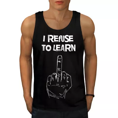 Buy Wellcoda Refuse To Learn Funny Mens Tank Top, Middle Active Sports Shirt • 15.99£