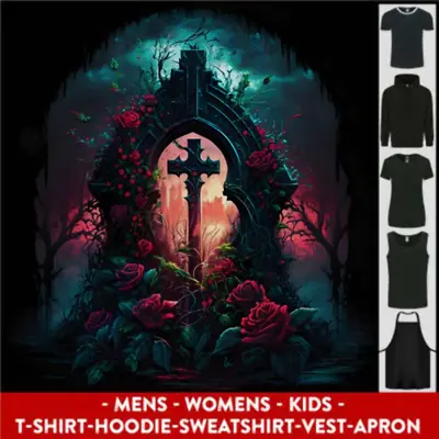 Buy A Gothic Cross At A Tombstone Gothic Fantasy Mens Womens Kids Unisex • 29.99£