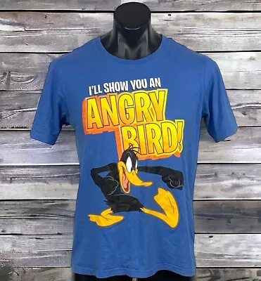 Buy Looney Tunes Daffy Duck Men's Blue T Shirt  I'll Show You An Angry Bird!  Size M • 18.93£